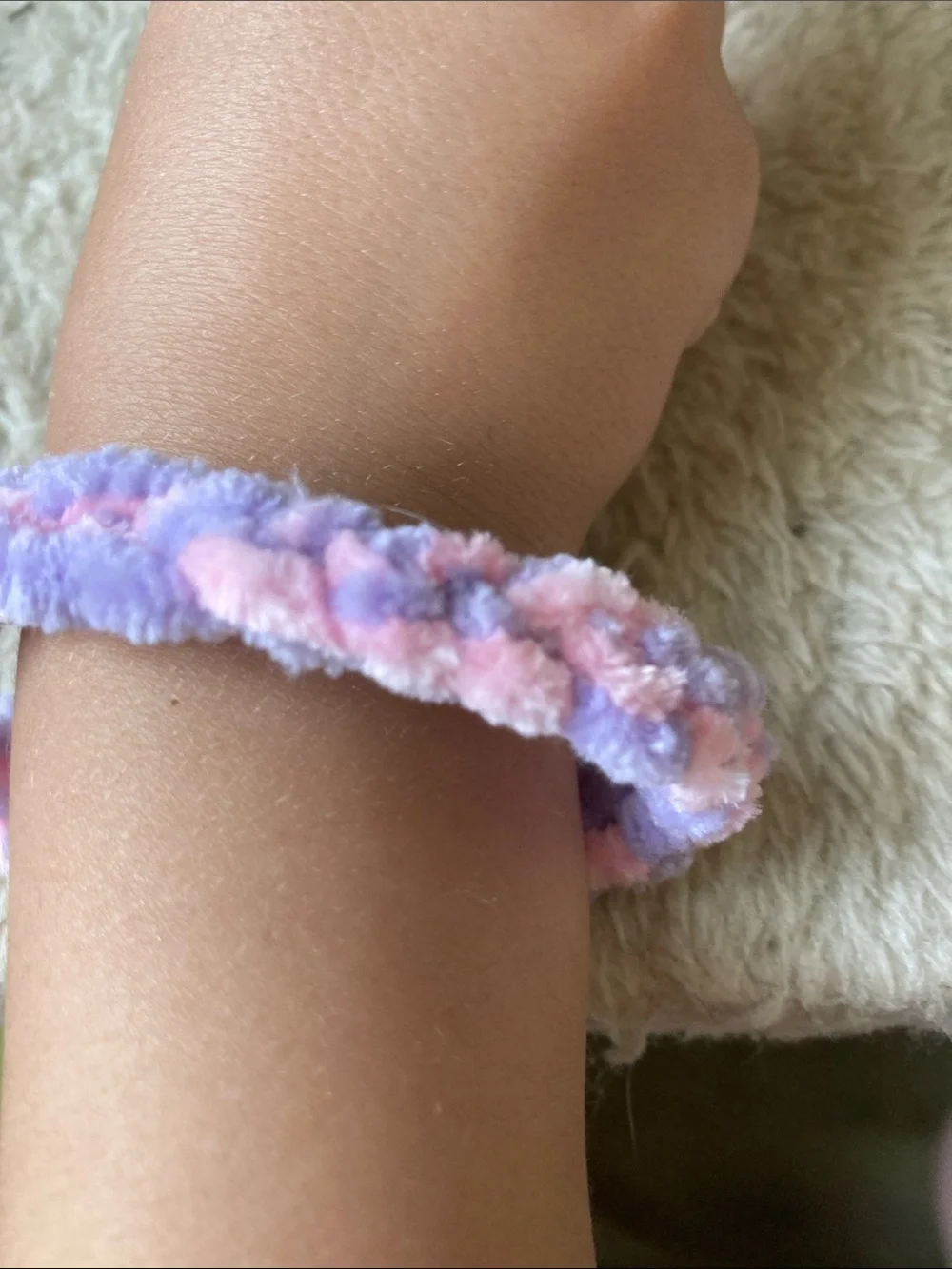 Pink and purple crochet bracelet